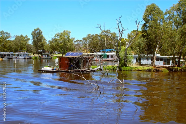 Obraz House boats at the banks of the Murray river (Murray Bridge, South Australia)