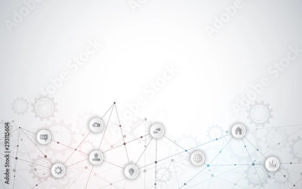 Fototapeta Information technology with infographic elements and flat icons