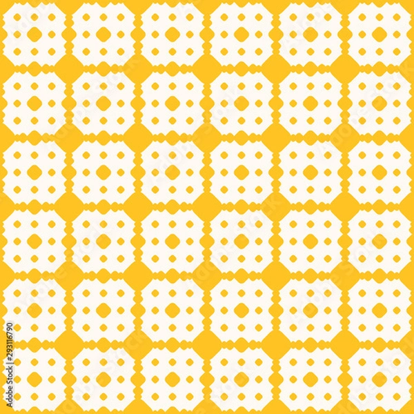 Fototapeta Yellow seamless pattern. Vector abstract geometric texture with dots, grid