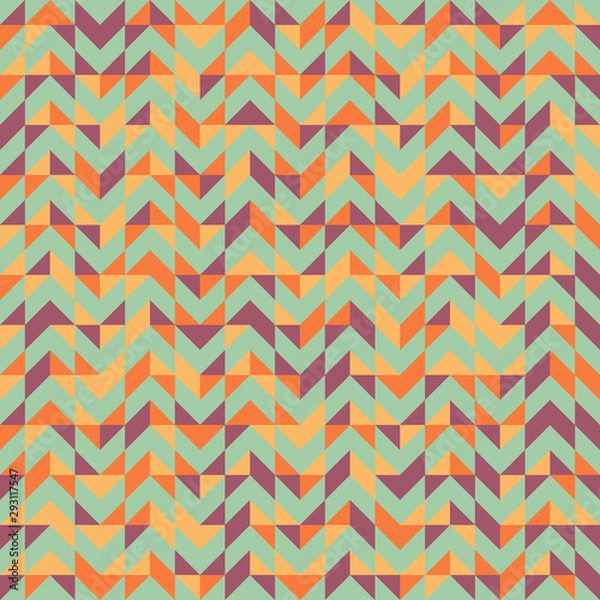 Fototapeta Vector abstract seamless pattern with triangles of different colors. Textile background for package, cover, greeting cards.