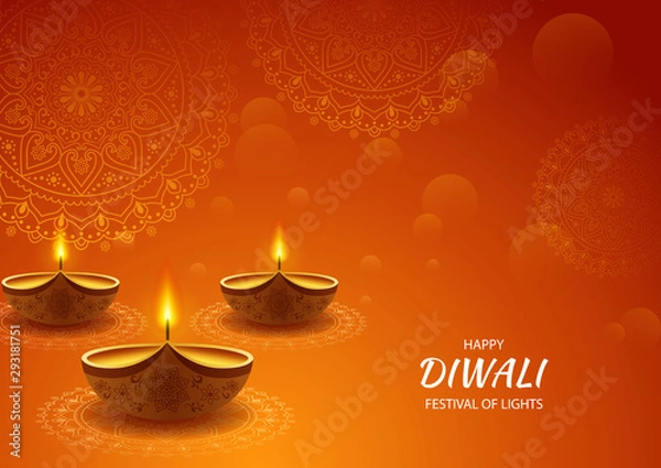 Fototapeta Piękny, Happy Diwali święto jasnego tła. Ilustracji wektorowych