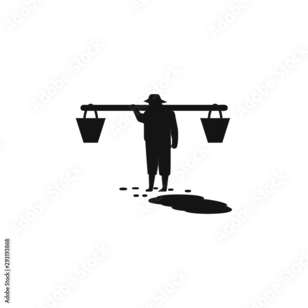 Fototapeta a farmer with a yoke carries water icon. Element of farm for mobile concept and web apps. Icon for website design and development, app development. Premium icon