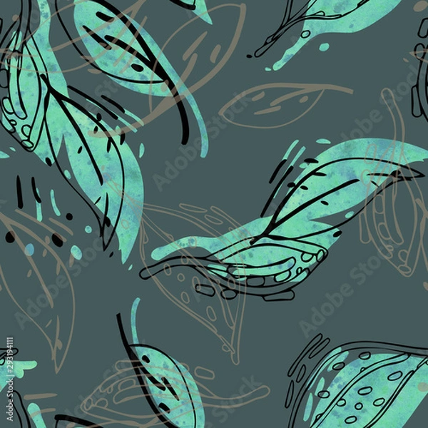 Obraz Stylized leaves seamless pattern.