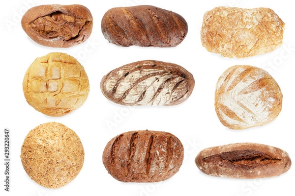 Obraz Bread isolated on white. Top view.