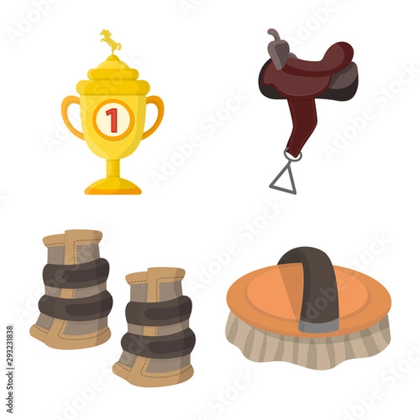 Fototapeta Isolated object of horseback and equestrian logo. Set of horseback and horse stock symbol for web.