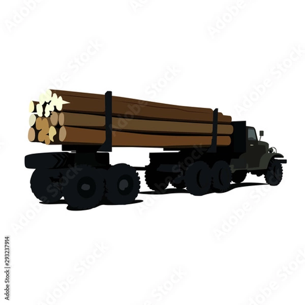 Obraz realistic logging truck vector illustration