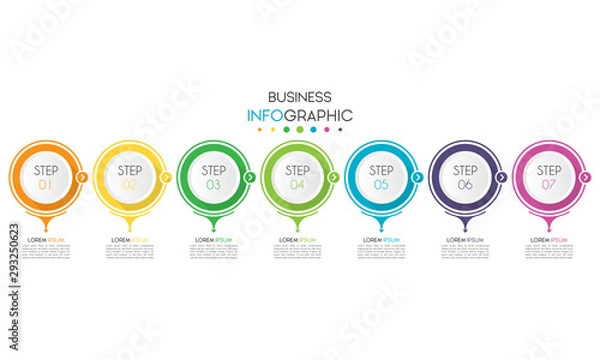 Fototapeta Business infographic. Timeline data visualization with step, number, or option design template. Vector Illustration