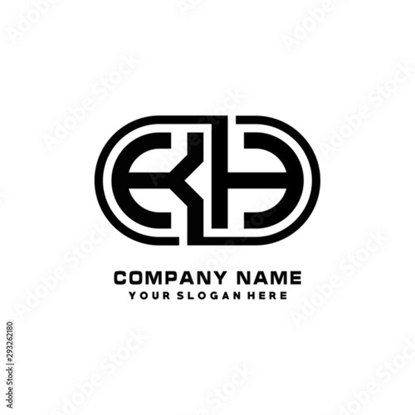 Obraz KH initial letters looping linked oval elegant logo blue, black