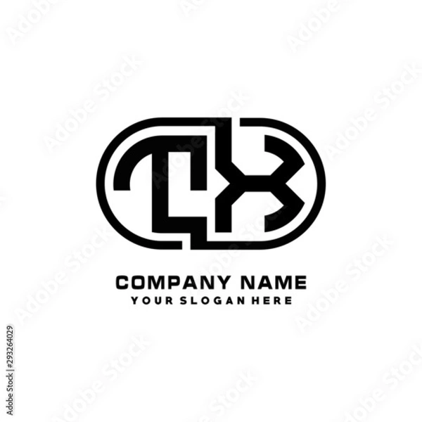 Obraz TX initial letters looping linked oval elegant logo blue, black