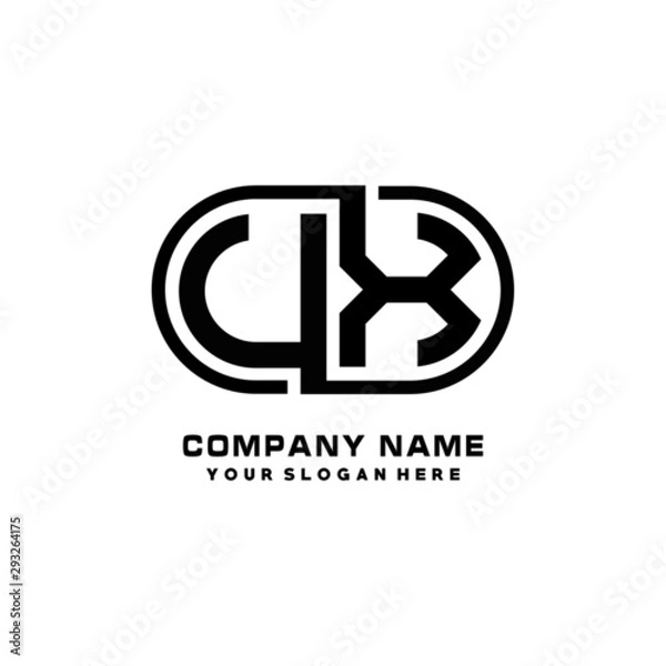 Fototapeta UX initial letters looping linked oval elegant logo blue, black