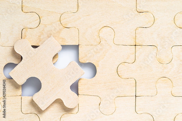 Fototapeta Blank wooden jigsaw puzzle