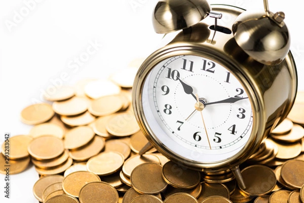 Fototapeta 時計とお金