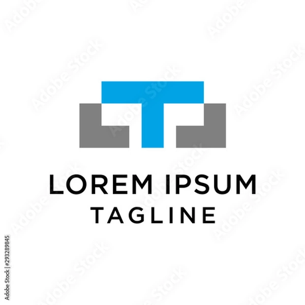 Fototapeta Simple Table Logo Design Idea with  blue T Letter