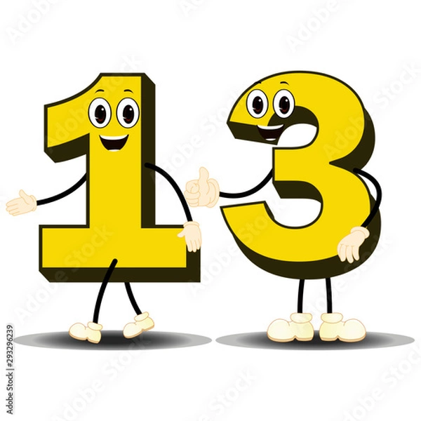 Obraz Number Thirteen - Cartoon Vector Image