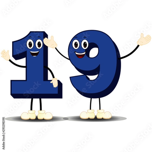 Obraz Number Nineteen - Cartoon Vector Image