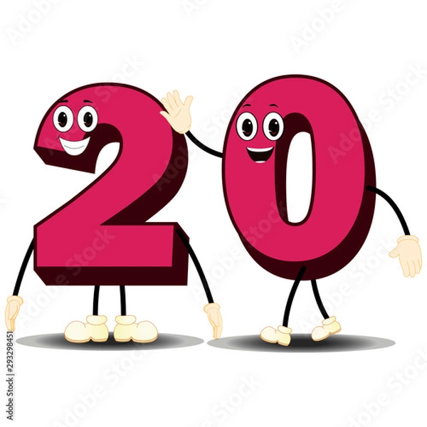 Obraz Number Twenty Character - Cartoon Vector Image