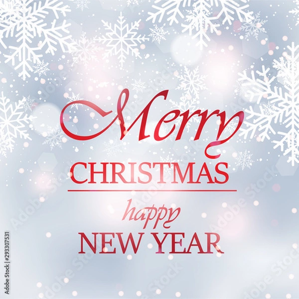 Fototapeta Happy New Year or Merry Christmas card with snow. Vector