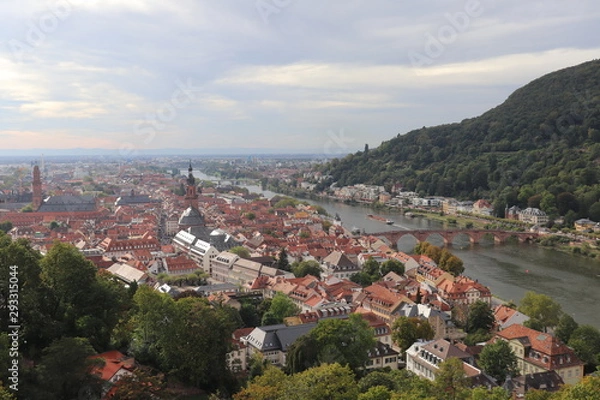 Fototapeta 街並み　川　橋