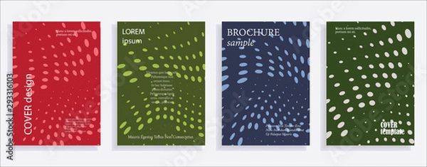 Fototapeta Minimalistic cover design templates. Set of layouts for covers of books, albums, notebooks, reports, magazines. Line halftone gradient effect, flat modern abstract design. Geometric mock-up texture