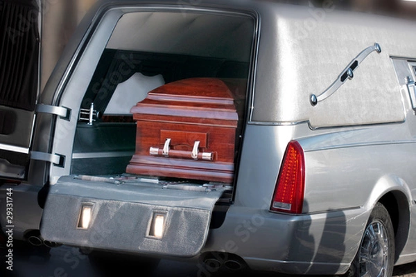 Fototapeta Coffin in a hearse