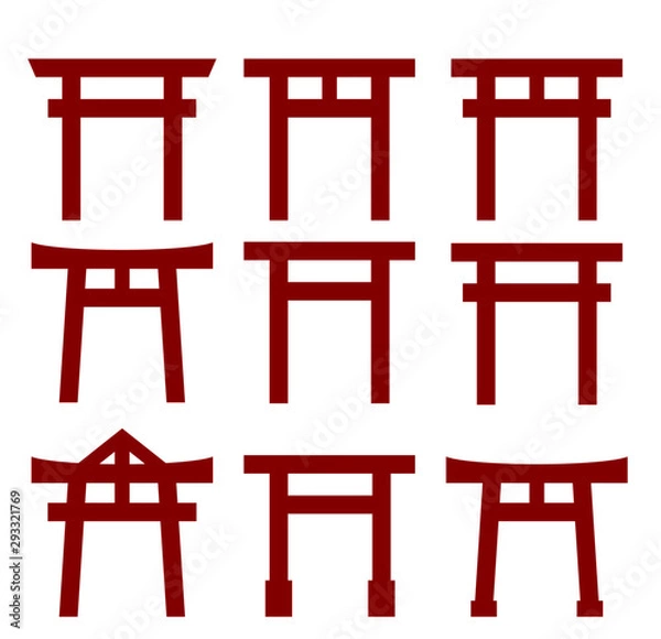 Obraz 	ベクター　鳥居　正月　アイコン　セット