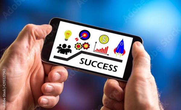 Fototapeta Success concept on a smartphone