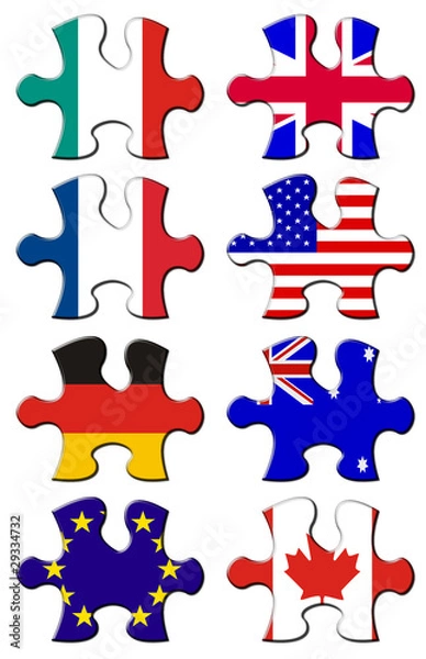 Obraz Flags in jigsaw pieces