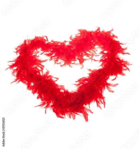 Obraz red feathers-boas, heart shape