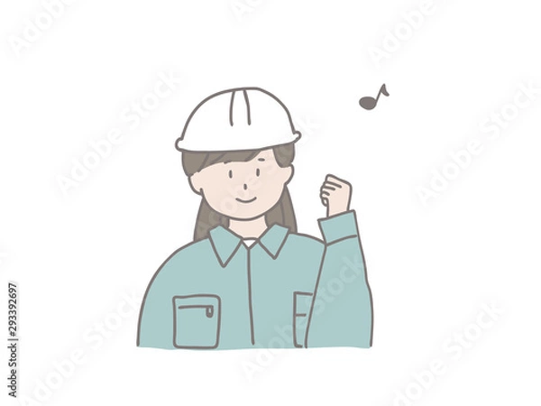 Obraz ヘルメットを被った女性　音符