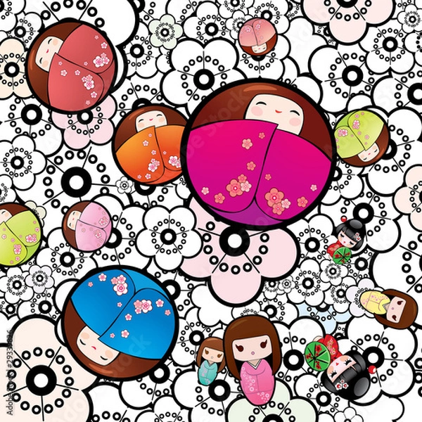 Obraz Vector Kokeshi Dolls