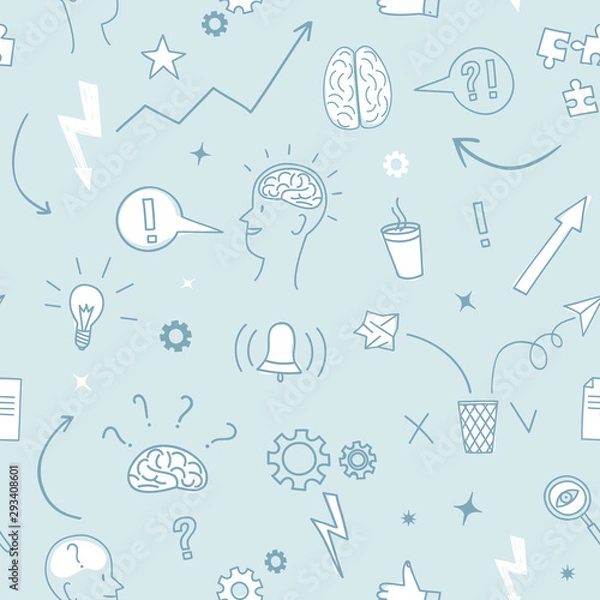 Fototapeta Brainstorm doodle seamless pattern