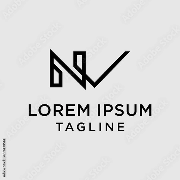 Obraz initial letter logo NV, VN logo template 