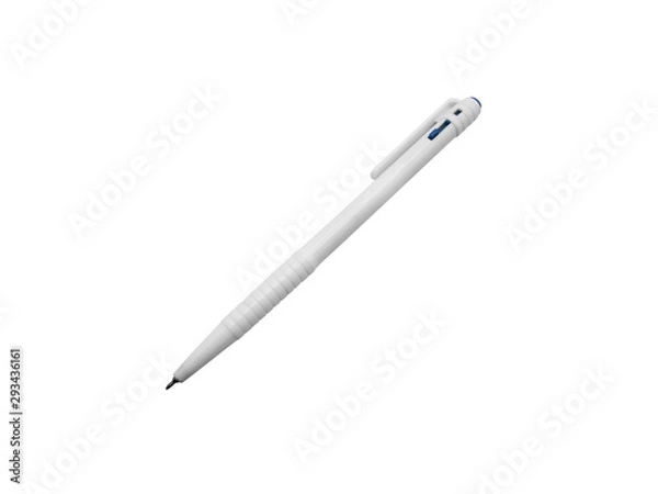 Obraz Plastic white pen isolated on white background. Clipping Path