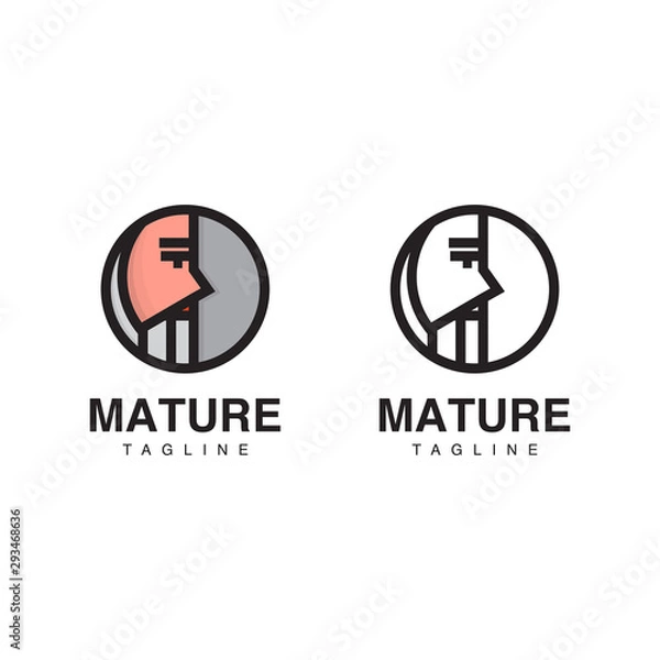 Fototapeta icon logo old man with a beard