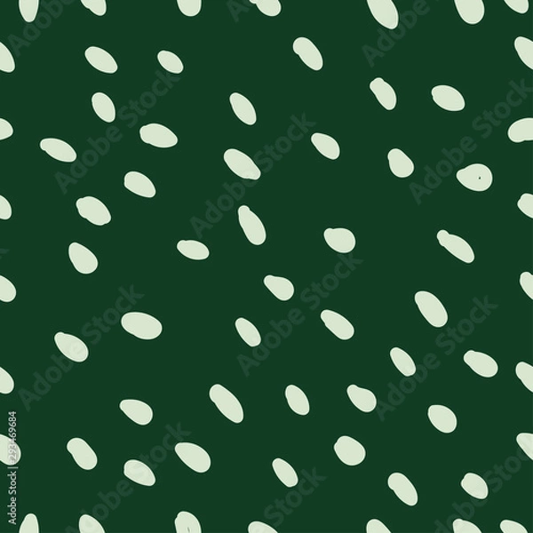 Fototapeta Vector seamless pattern with white paint drops on dark green background. 