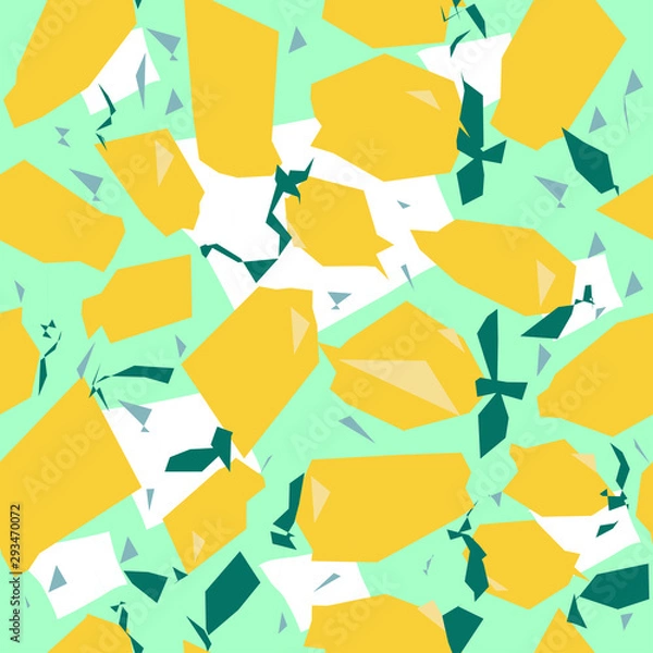Fototapeta Abstract vector seamless pattern with lemons on blue background.