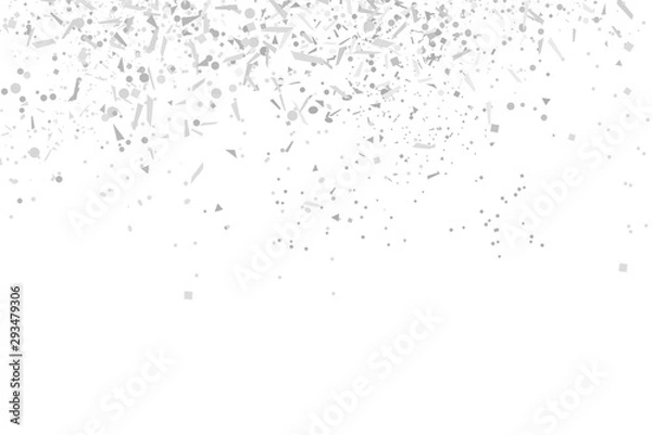 Fototapeta Multicolored monochrome confetti on isolated white background. Geometric holiday texture with glitters. Black and white illustration