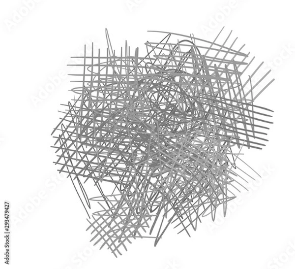 Obraz Chaotic pattern on white. Tangled texture with lines. Hand drawn dinamic scrawls. Background with lines and waves. Print for design