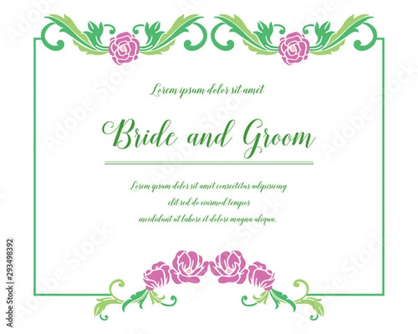 Fototapeta Perfect purple wreath frame for invitation or greeting card bride and groom. Vector