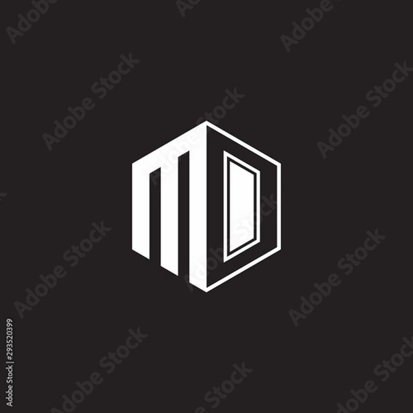 Fototapeta MO Logo monogram hexagon with black background negative space style