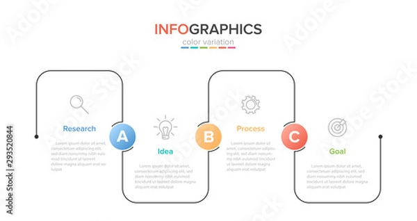 Fototapeta Infographic design with icons and 4 options or steps. Thin line vector. Infographics business concept. Can be used for info graphics, flow charts, presentations, web sites, banners, printed materials.