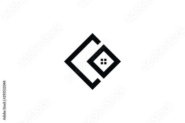 Fototapeta Letter C CO OC in vector for Real Estate , Property and Construction Logo design for business corporate sign. Minimal logo design template on white background.