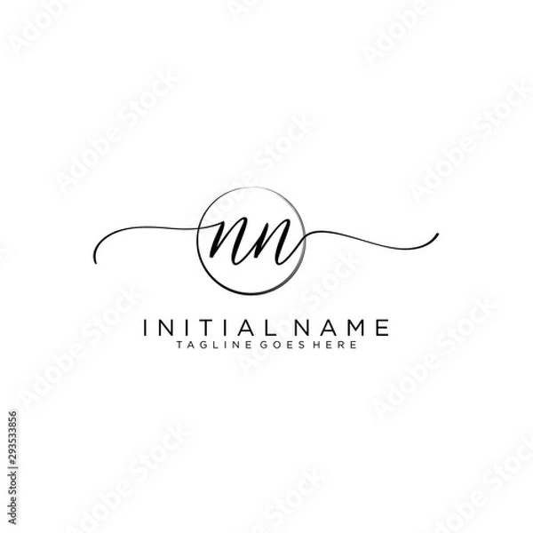 Fototapeta NN Initial handwriting logo with circle template vector.