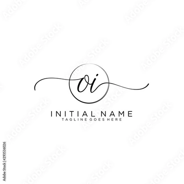 Fototapeta OI Initial handwriting logo with circle template vector.