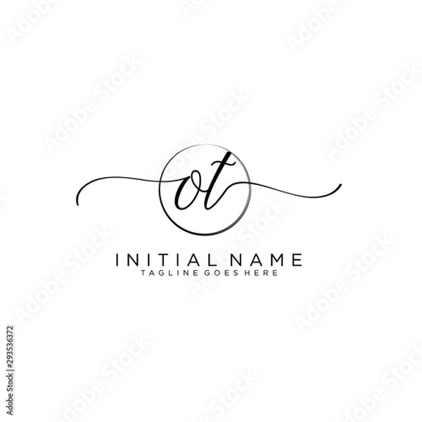 Fototapeta OT Initial handwriting logo with circle template vector.