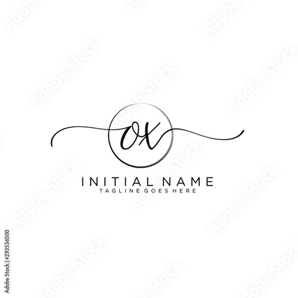Fototapeta OX Initial handwriting logo with circle template vector.