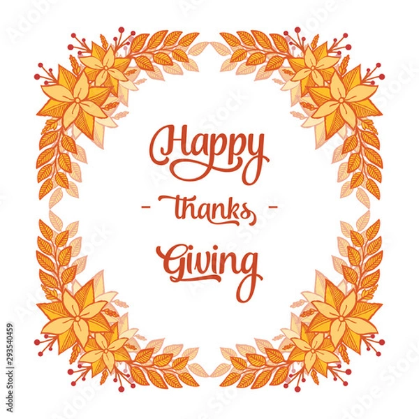 Obraz Template thanksgiving, with motif of autumn leaf flower frame. Vector