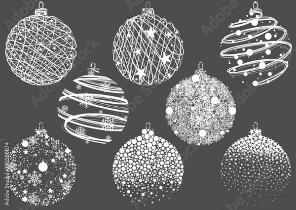 Fototapeta Zestaw rysunków abstrakcyjne bombki - ilustracje elementów nowoczesny projekt dla projektu Xmas, wektor
