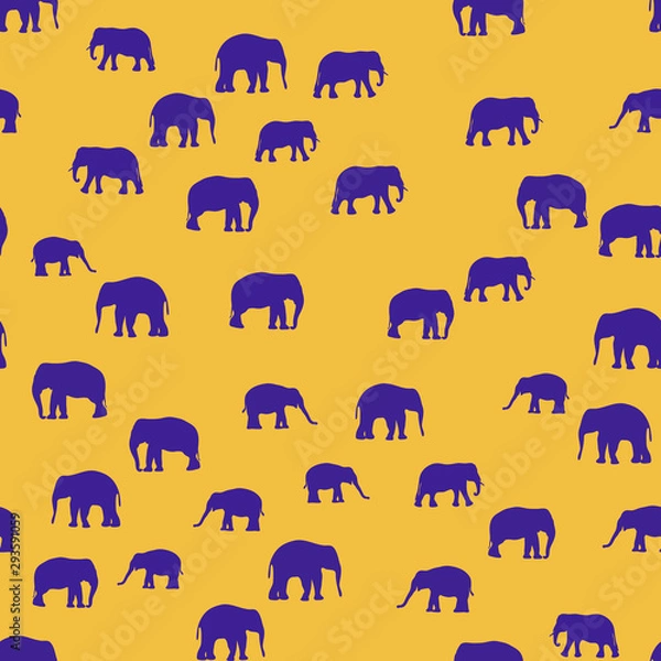 Fototapeta Seamless vector pattern with African Elephants
