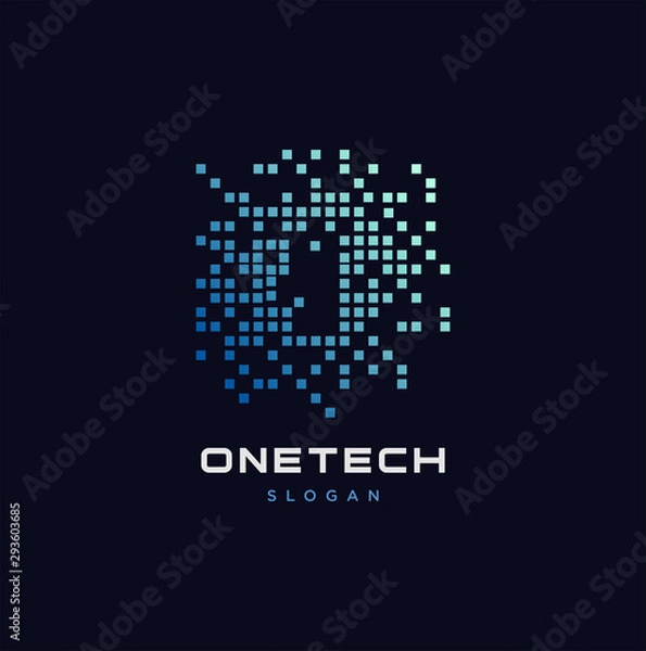 Fototapeta One Tech Logo Design Vector Digita 